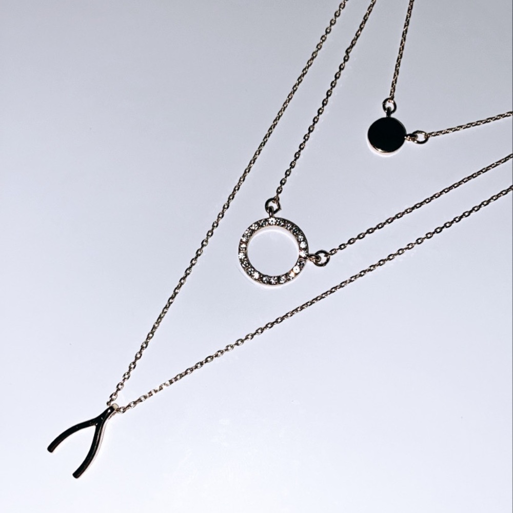 Wishbone Chic Layering Necklace Rhinestone Set